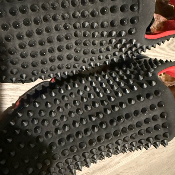 Christian Louboutin Black and Red Spiked Sneakers - Picture 9 of 11